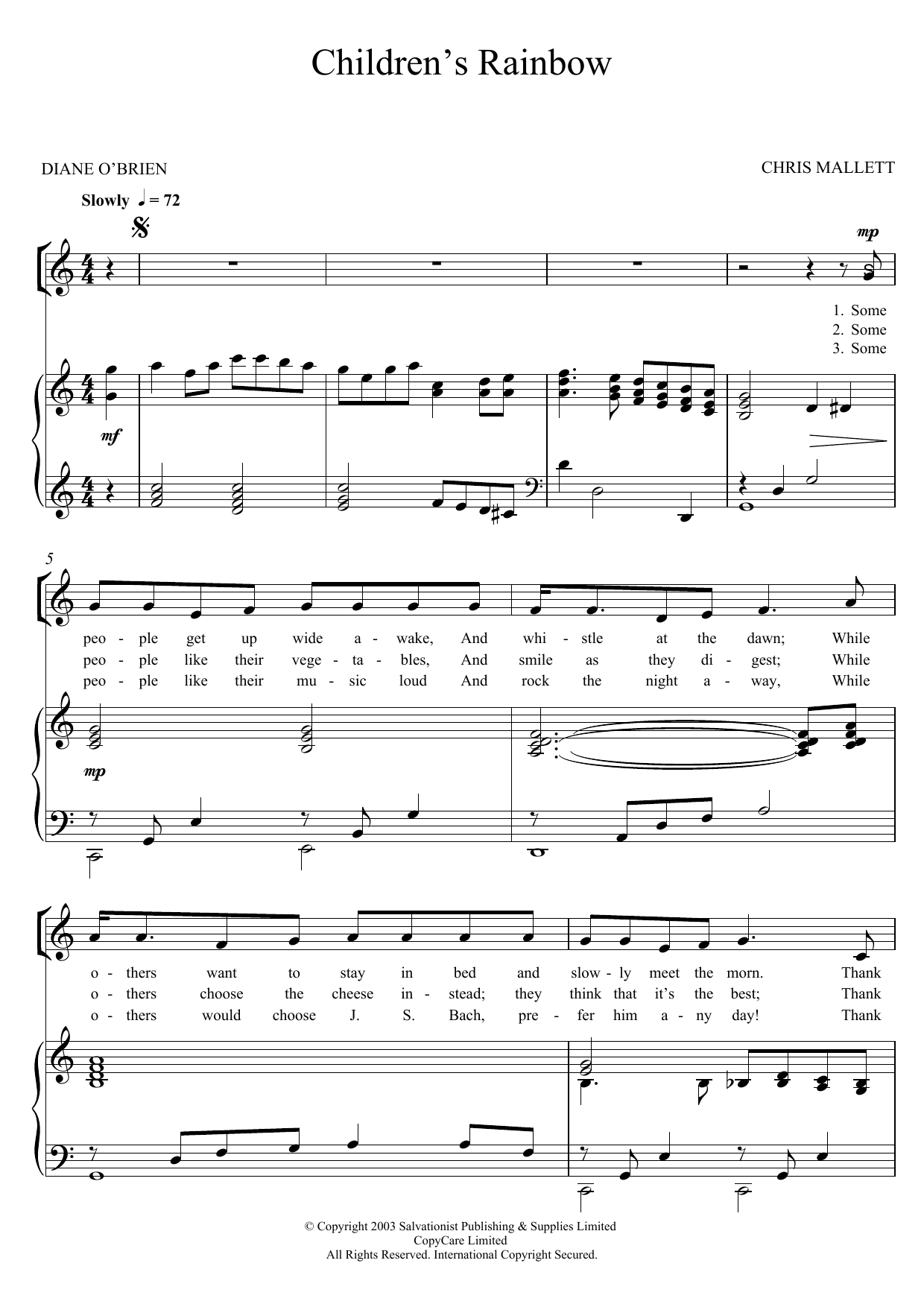 Produktgalerie: Seite 1 von 1 Children's Rainbow, The Salvation Army, Gesang, Gitarre, Klavier