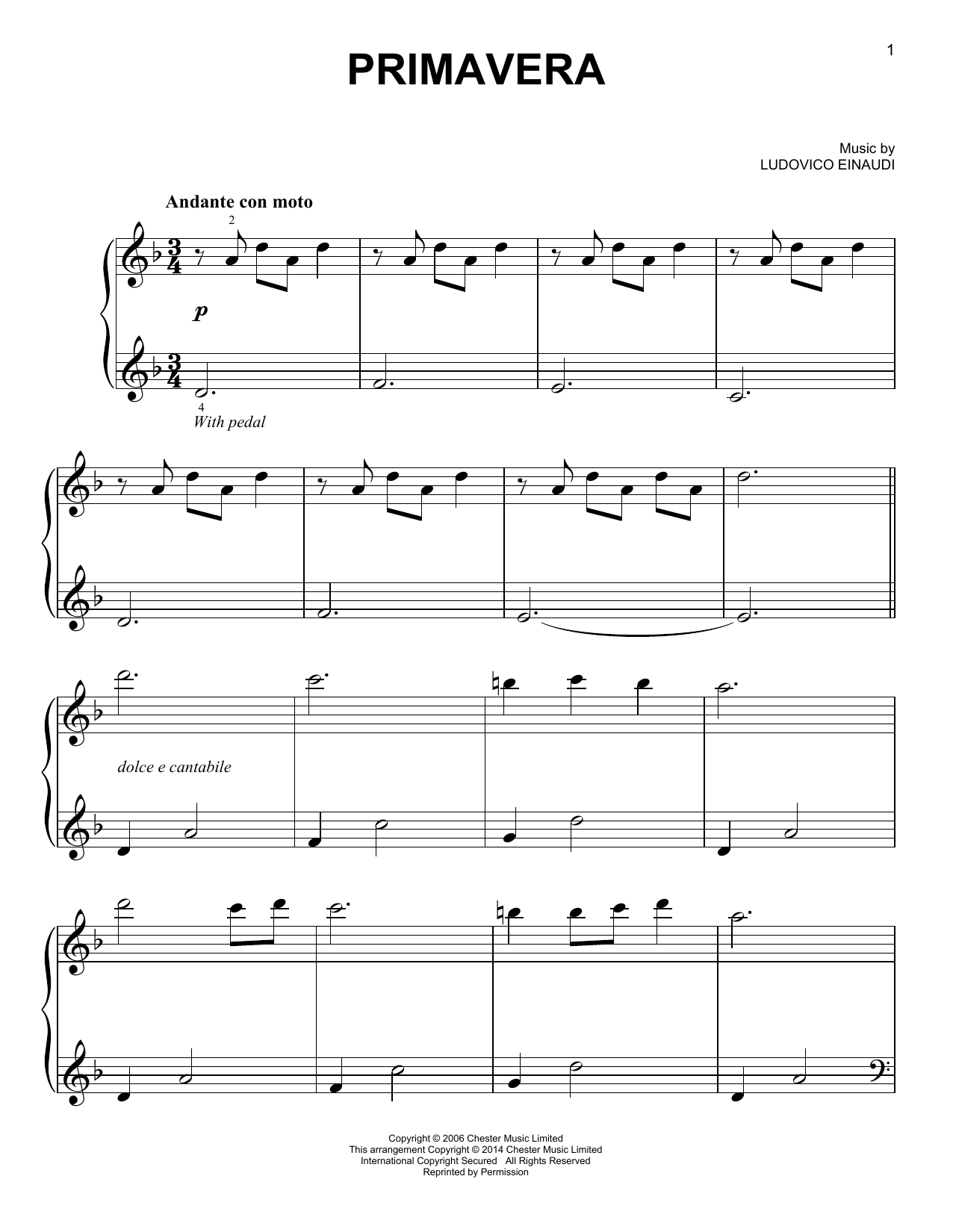Produktgalerie: Seite 1 von 1 Primavera, Ludovico Einaudi, Klavier