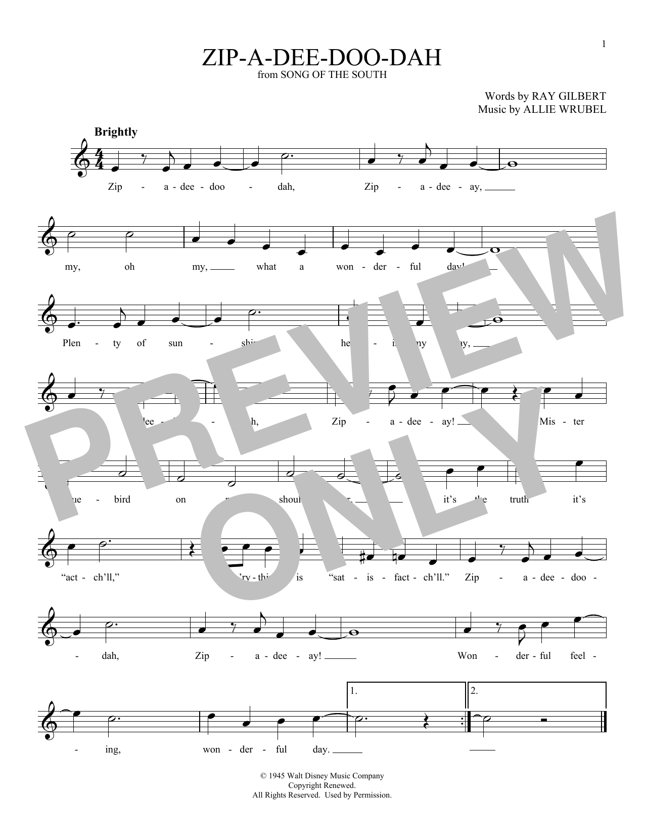 Product gallery: Page 1 of 1 Zip-A-Dee-Doo-Dah (from Song Of The South), James Baskett