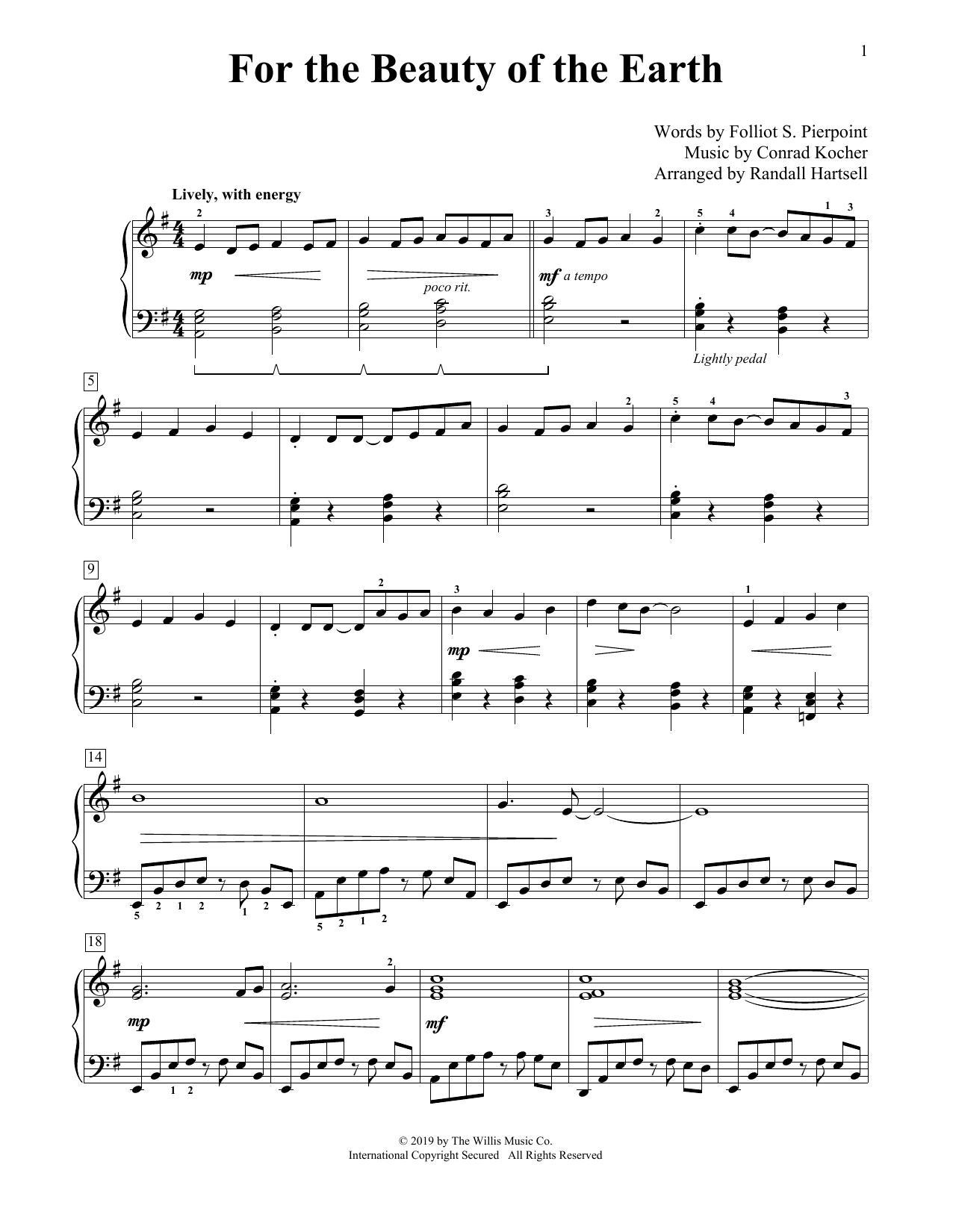Product picture to: For The Beauty Of The Earth (arr. Randall Hartsell)