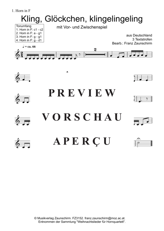 Product gallery: Page 3 of 6 Kling, Glöcklein kling , , (Horn Quartet)