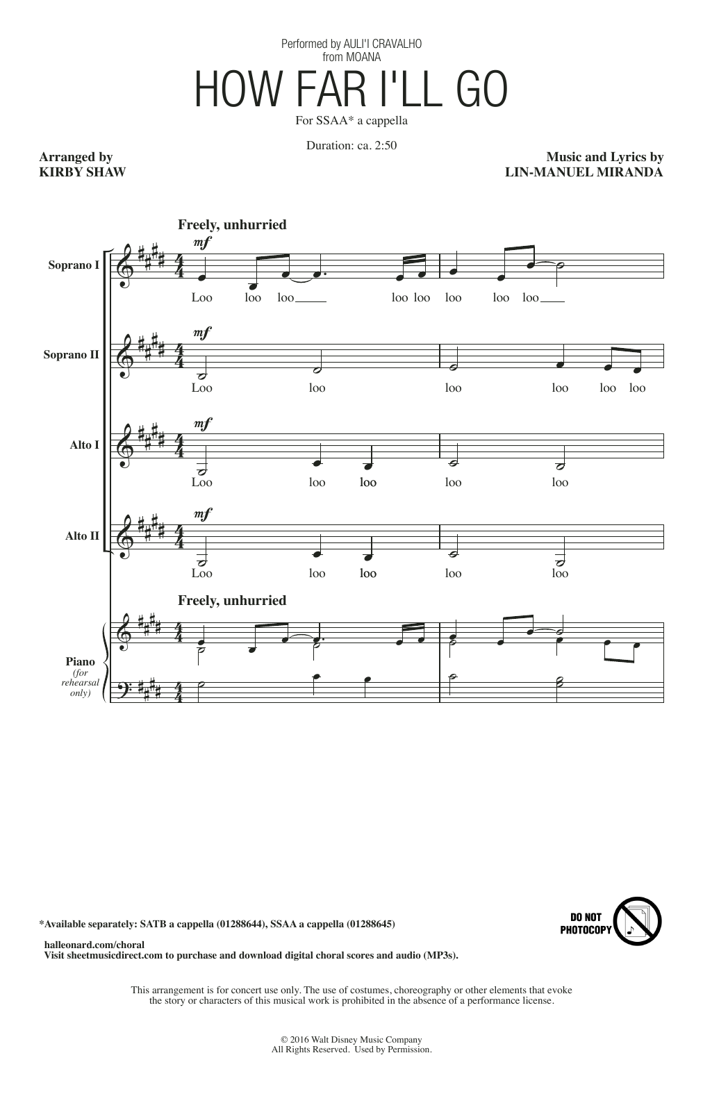 Produktgalerie: Seite 1 von 1 How Far I'll Go (from Moana) (arr. Kirby Shaw), Auli?i Cravalho, Chor