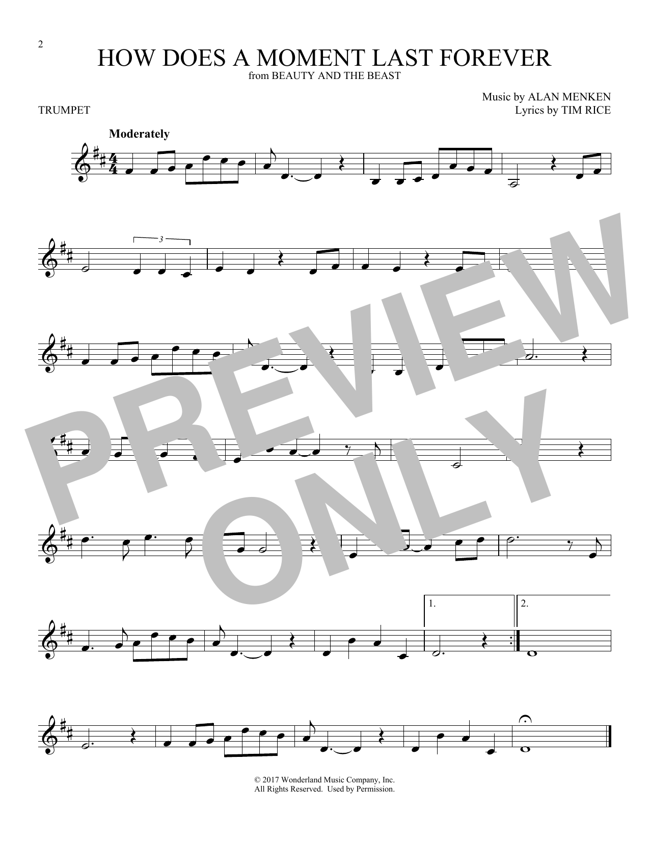 Produktgalerie: Seite 1 von 1 How Does A Moment Last Forever (from Beauty And The Beast), Celine Dion, Trompete