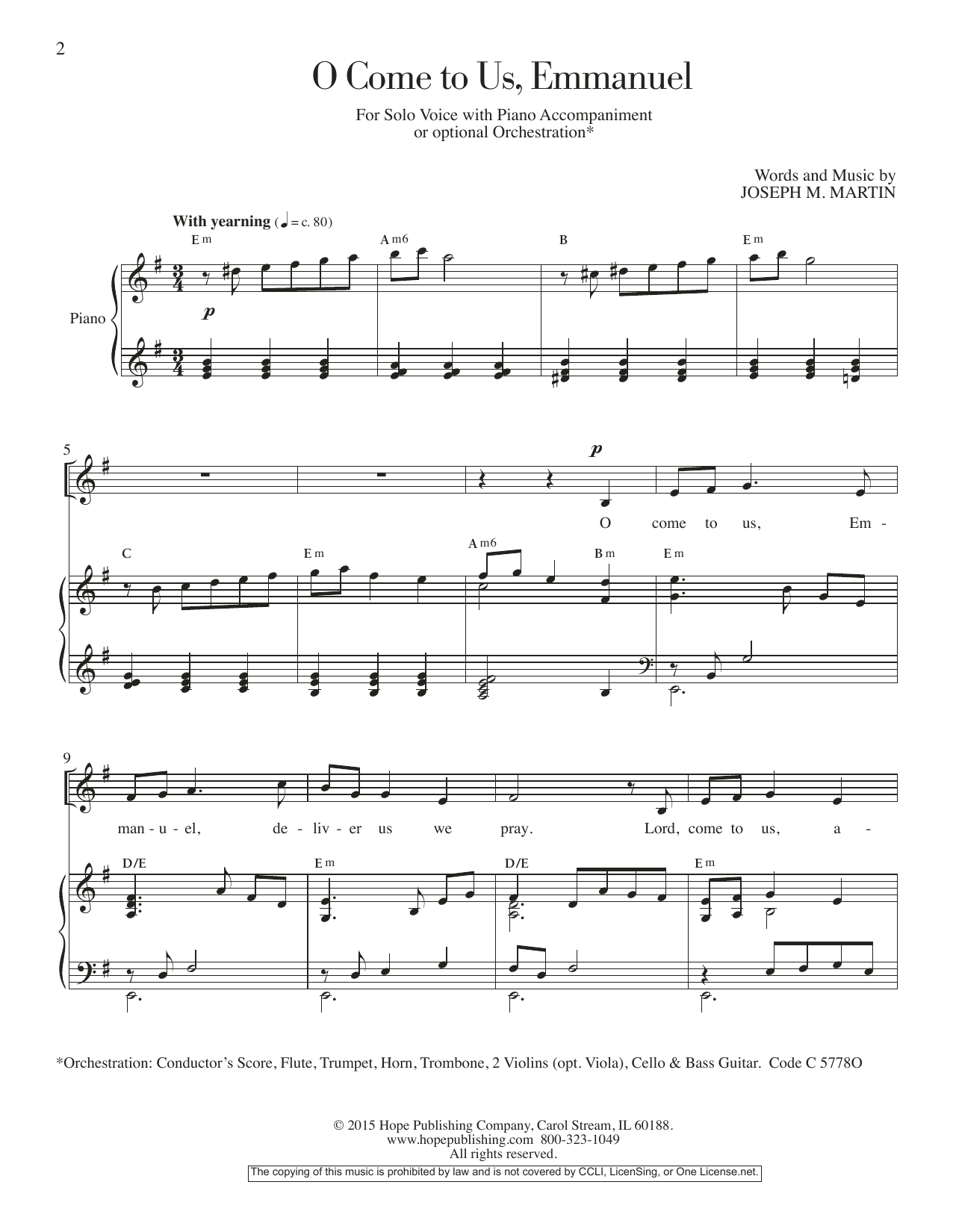 Produktgalerie: Seite 1 von 1 O Come To Us, Emmanuel, Joseph M. Martin, Gesang, Klavier