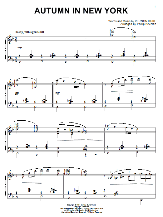 Product picture to: Autumn In New York (arr. Phillip Keveren)