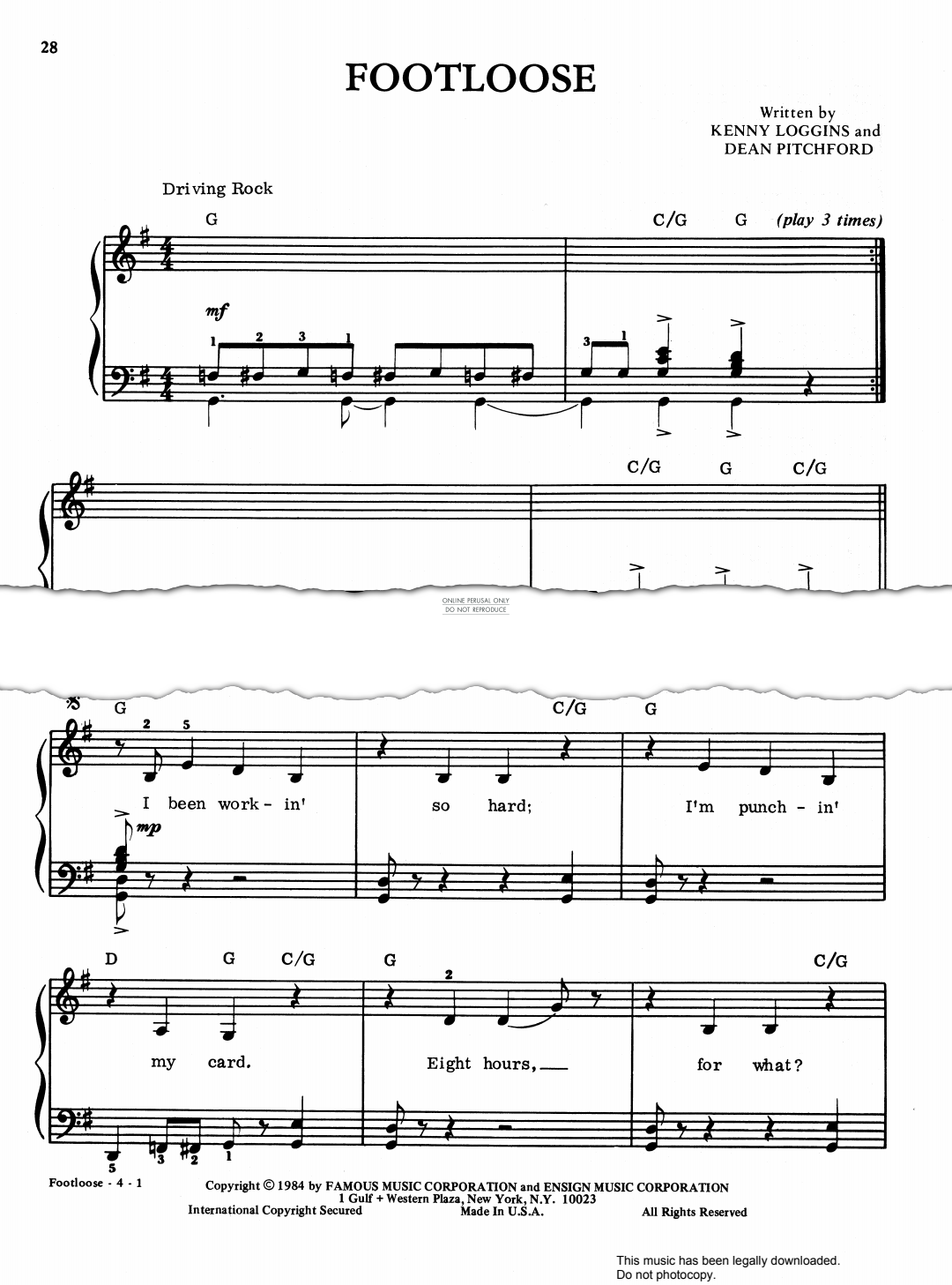 Produktgalerie: Seite 1 von 1 Footloose, Kenneth Loggins, Gesang, Gitarre, Klavier