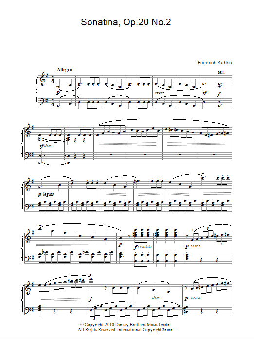 Product gallery: Page 1 of 1 Sonatina, Op. 20, No. 2, Friedrich Kuhlau