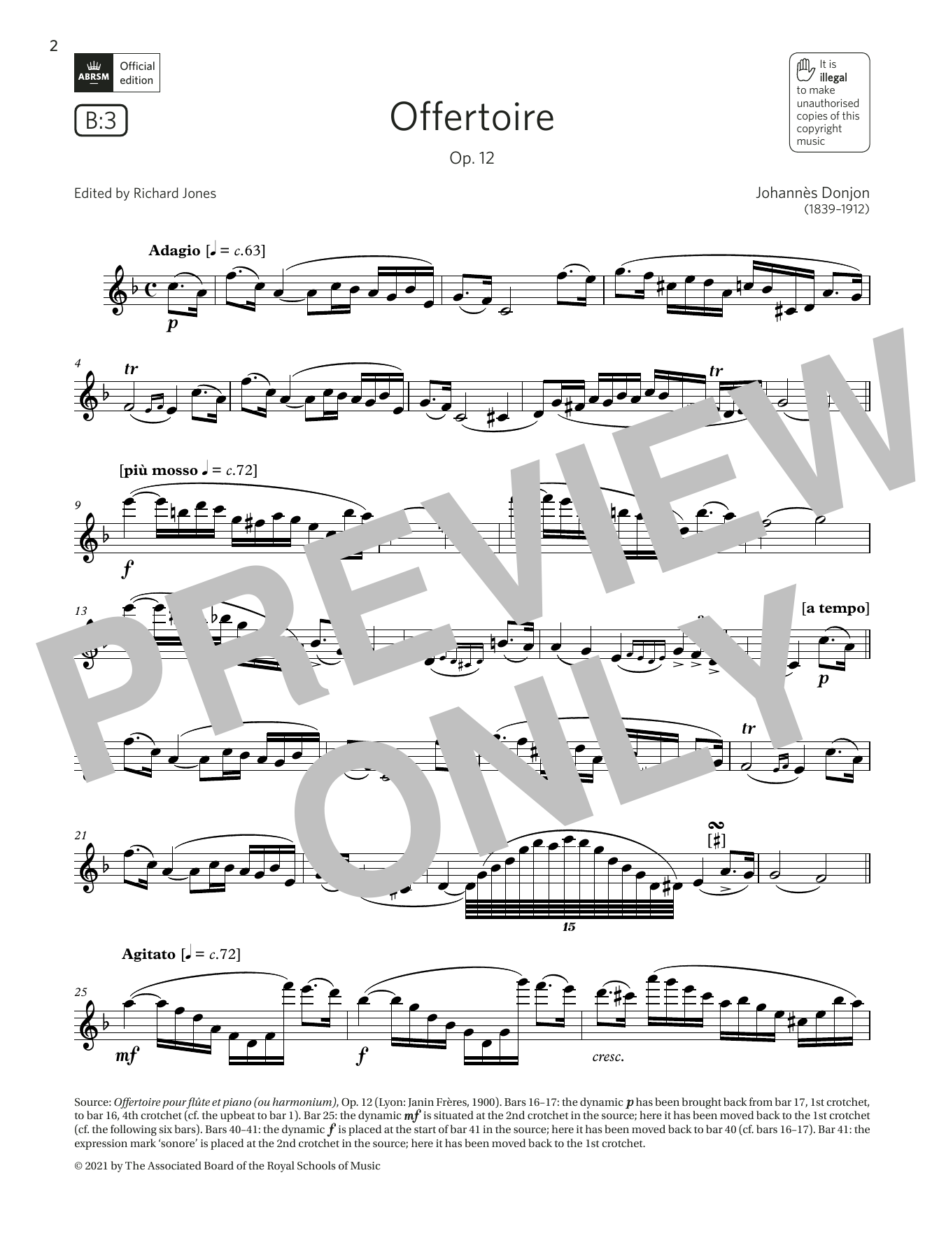 Product gallery: Page 1 of 1 Offertoire, Op. 12 (Grade 7 List B3 from the ABRSM Flute syllabus from 2022), Johannes Donjon
