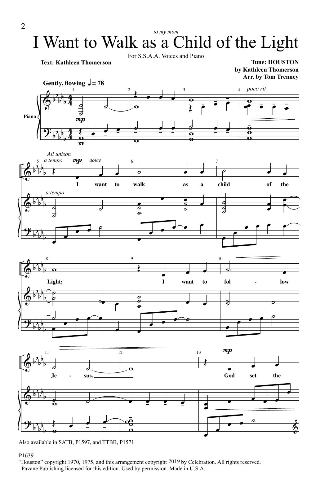 Produktgalerie: Seite 1 von 1 I Want to Walk as a Child of the Light (arr. Tom Trenney), Kathleen Thomerson, Chor