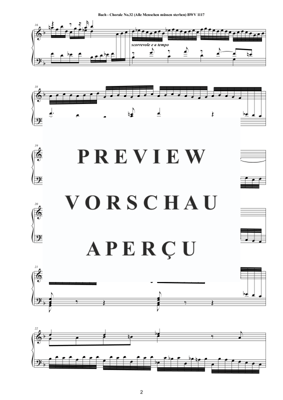 Produktgalerie: Seite 3 von 4 Choral No.32 in B-Dur (Alle Menschen müssen sterben) BWV 1117, , Klavier Solo