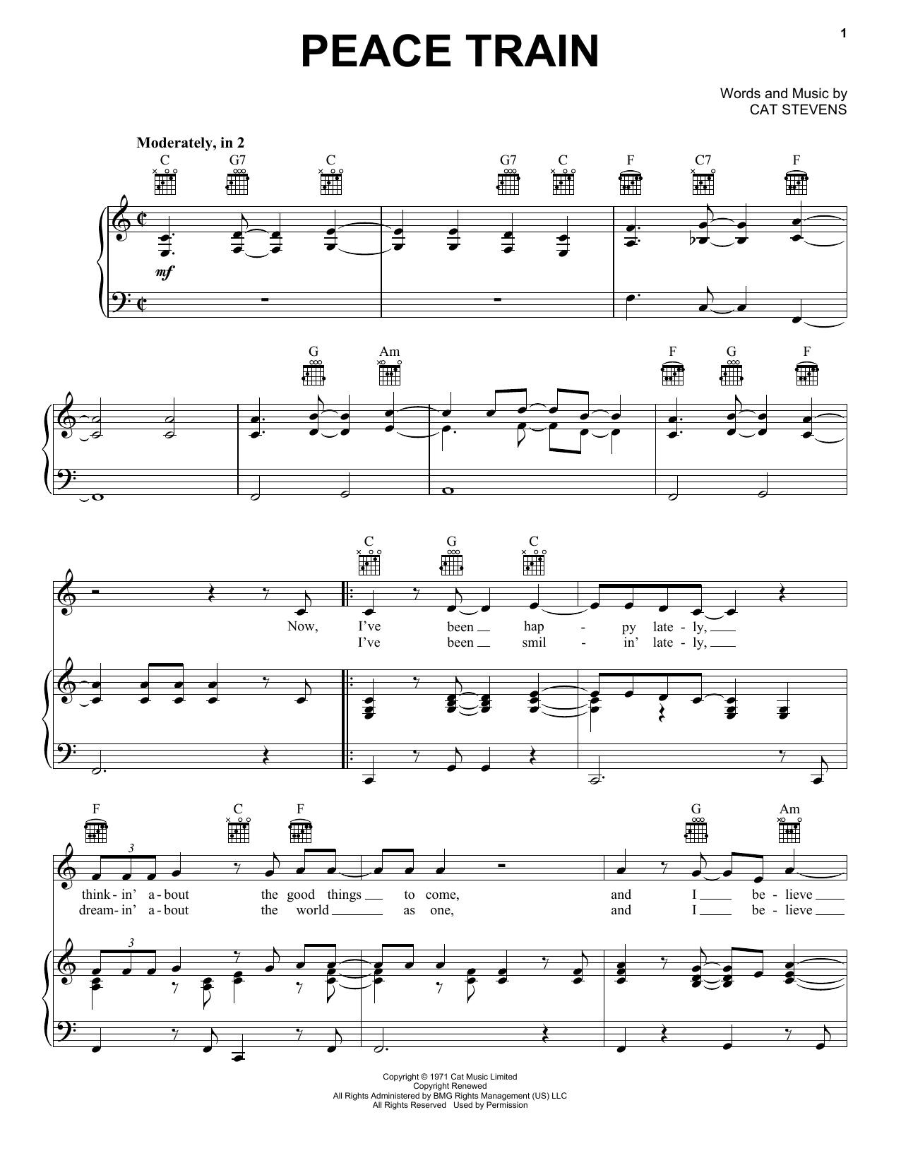 Produktgalerie: Seite 1 von 1 Peace Train, Cat Stevens, Gesang, Gitarre, Klavier