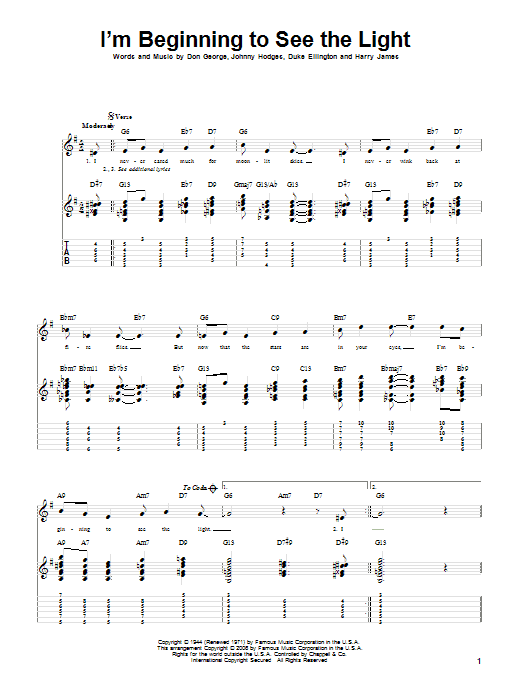 Product gallery: Page 1 of 1 I'm Beginning To See The Light, Duke Ellington
