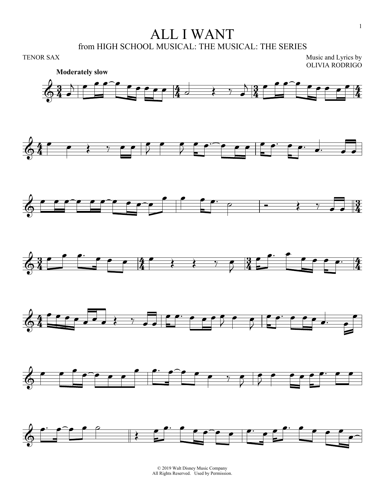 Product gallery: Page 1 of 1 All I Want (from High School Musical: The Musical: The Series), Olivia Rodrigo