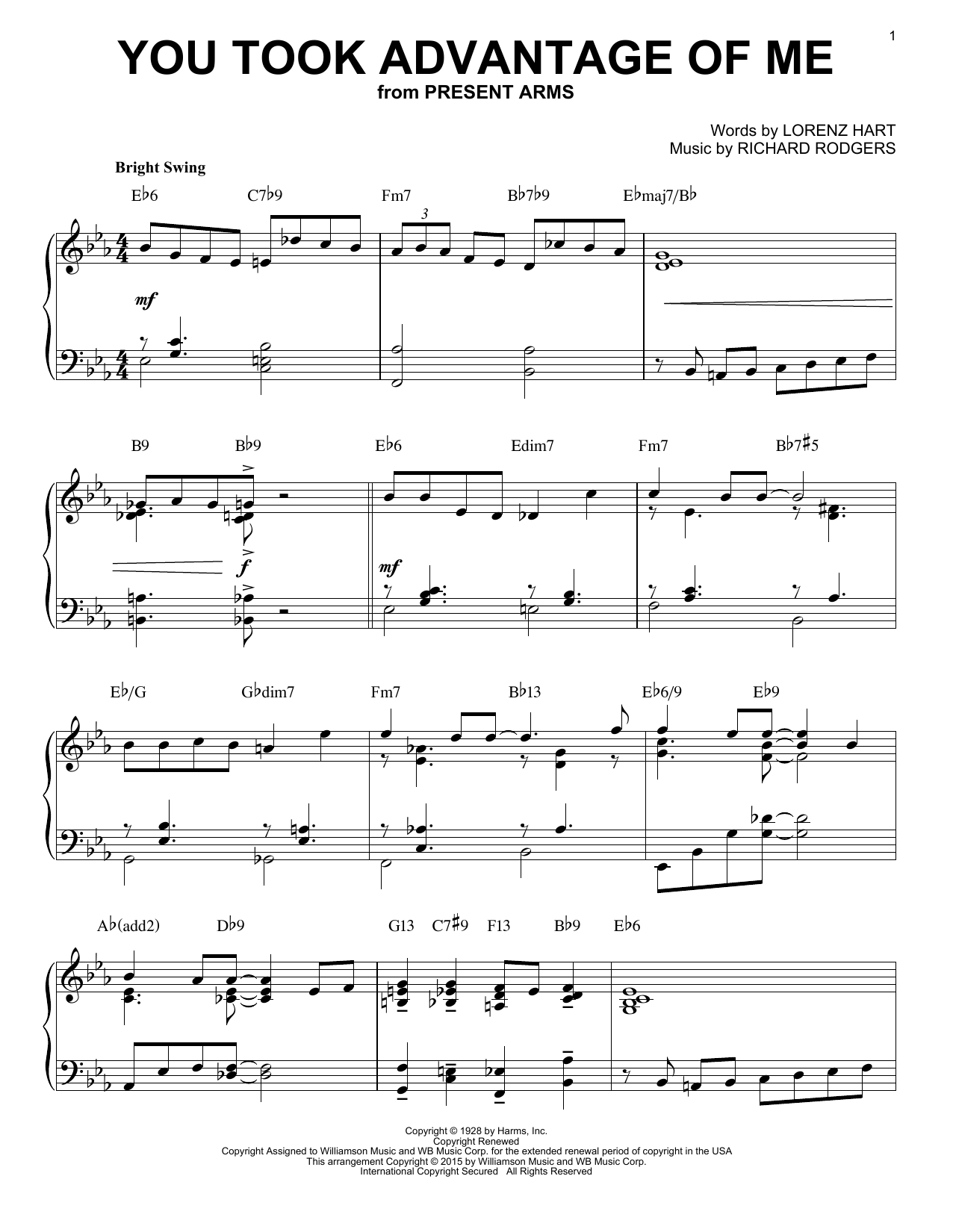 Product picture to: You Took Advantage Of Me [Jazz version] (arr. Brent Edstrom)