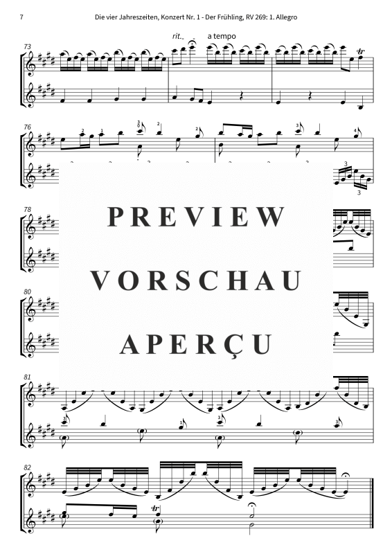 Produktgalerie: Seite 9 von 9 Die vier Jahreszeiten, Konzert Nr. 1 - Der Frühling - 1. Allegro, The Twiolins, (Duett 2x Violine)