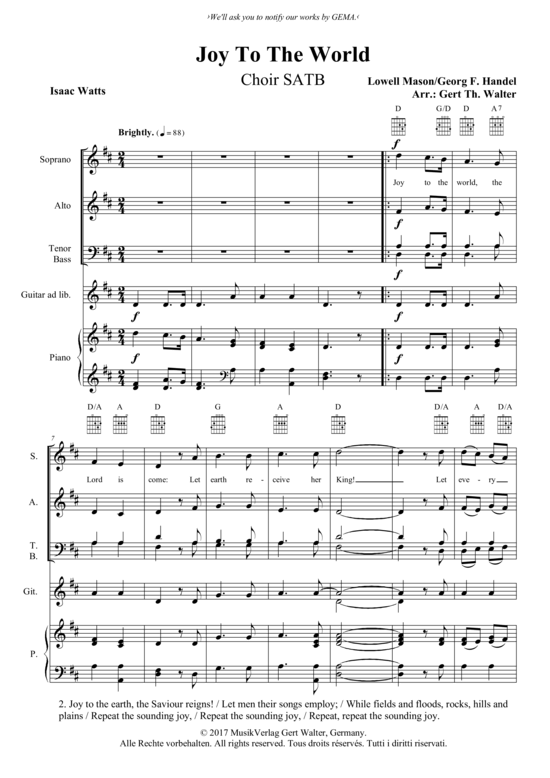 Produktbild zu: Joy To The World Lowell Mason/Georg F. Händel