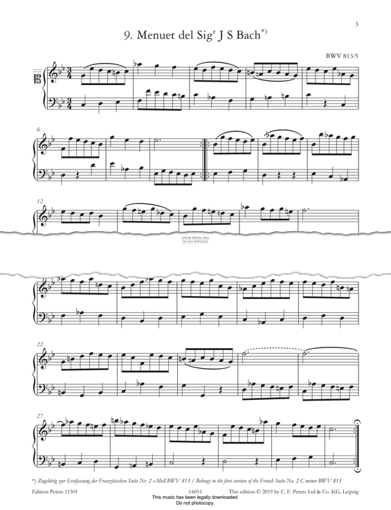 Produktbild zu: Menuet BWV 813/5 (from 'The Anna Magdalena Notebook 1722')