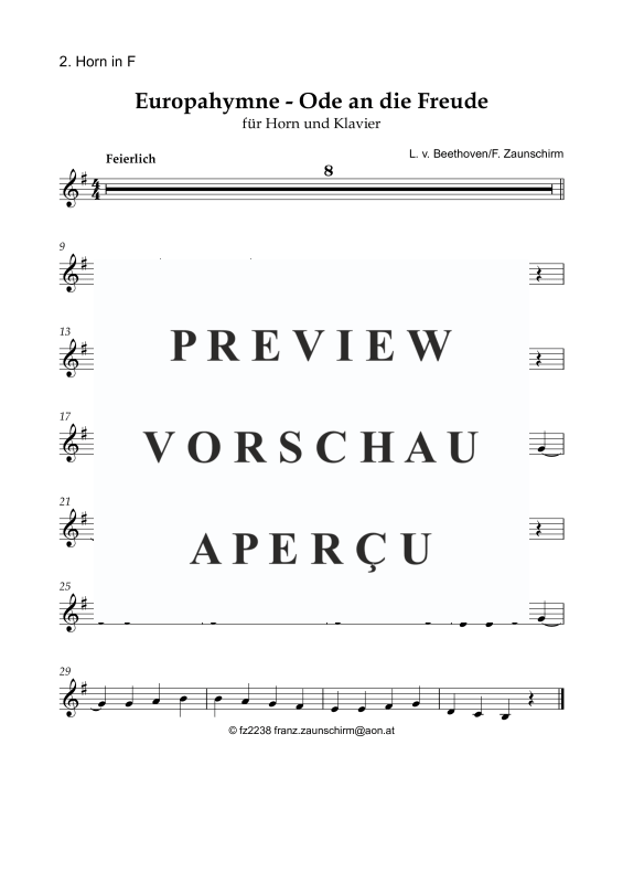 Produktgalerie: Seite 8 von 8 Europahymne - Ode an die Freude, , Horn in F und Klavier
