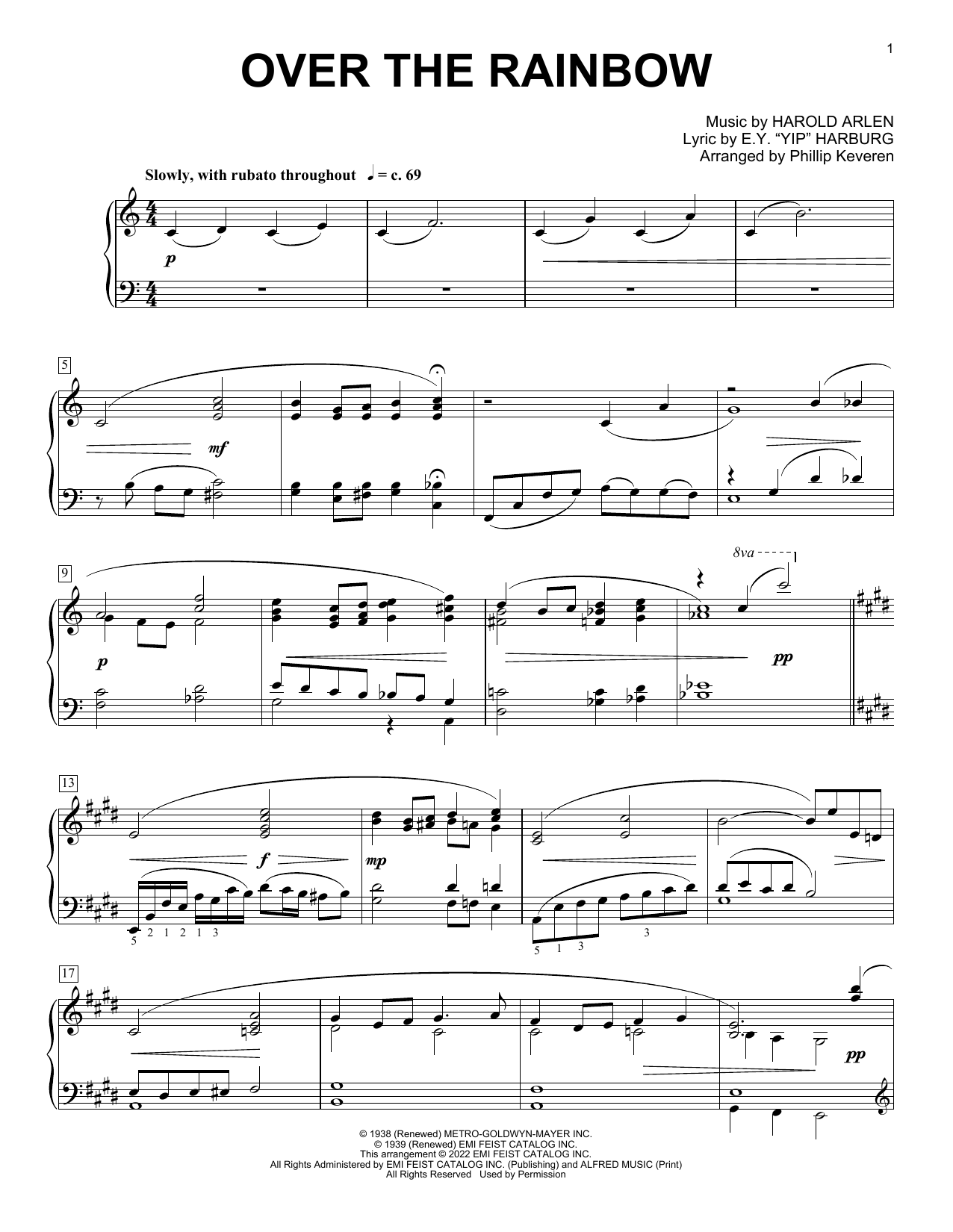 Product gallery: Page 1 of 1 Over The Rainbow (arr. Phillip Keveren), Judy Garland