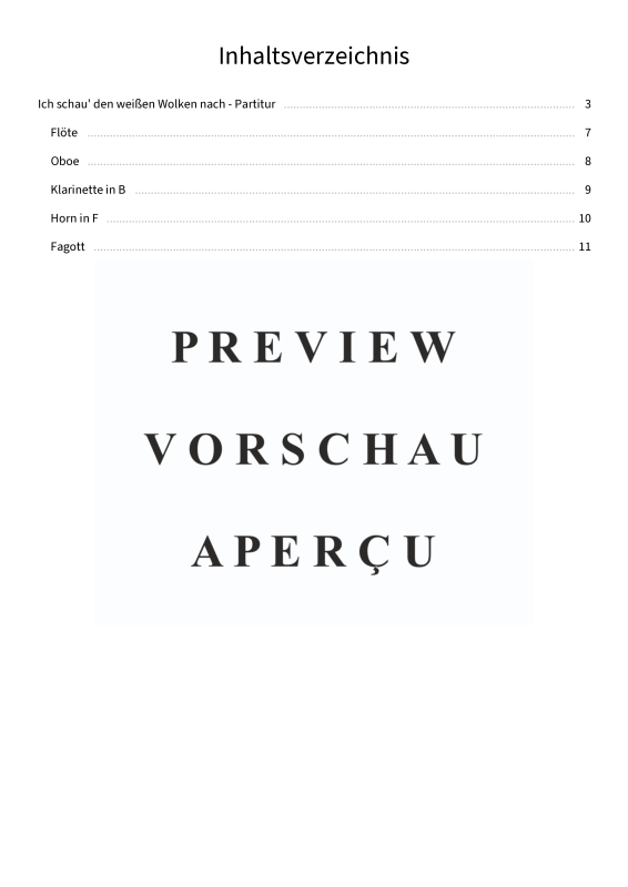 Produktgalerie: Seite 4 von 11 Ich schau´ den weißen Wolken nach, Nana Mouskouri, (Holzbläserquintett)