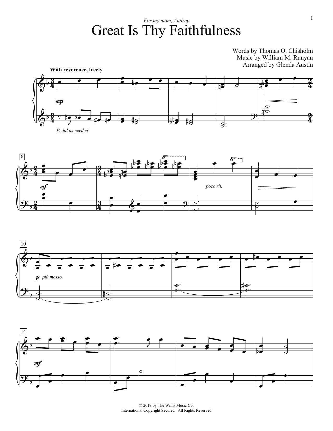 Produktbild zu: Great Is Thy Faithfulness (arr. Glenda Austin)