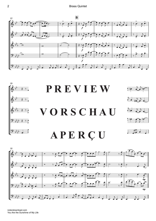 Produktgalerie: Seite 3 von 18 You Are the Sunshine of My Life , Wonder, Stevie, (Blechbläser Quintett)