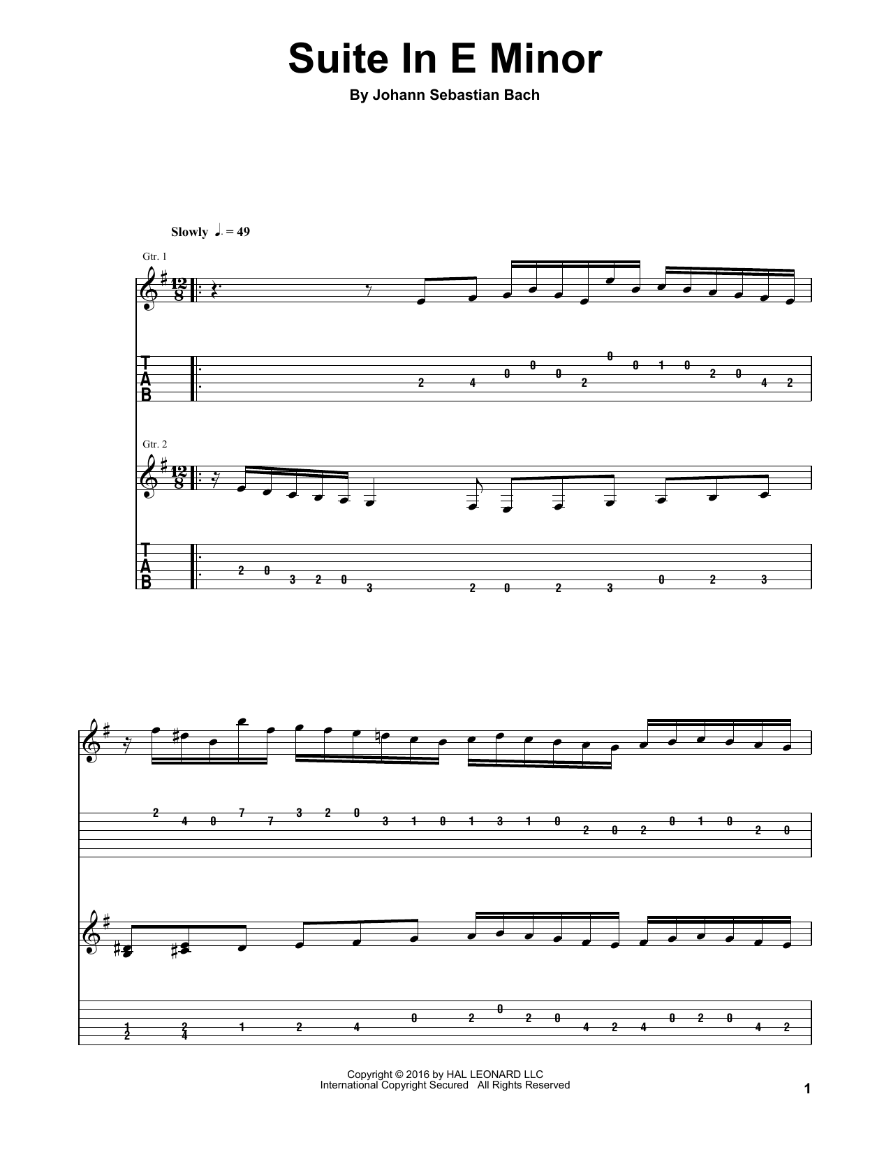 Produktgalerie: Seite 1 von 1 Suite In E Minor BWV 996, Johann Sebastian Bach, Gitarre