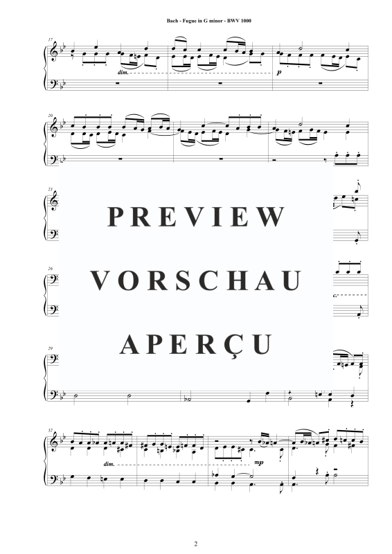 Produktgalerie: Seite 3 von 7 Fuge in G-Moll BWV 1000, , Klavier Solo