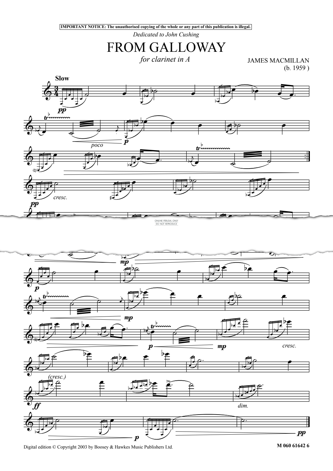 Produktgalerie: Seite 1 von 1 From Galloway, James MacMillan, Klarinette