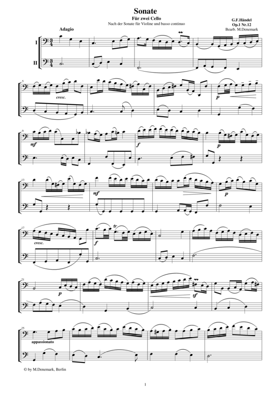 Sonate für zwei Celli op.1 Nr.12