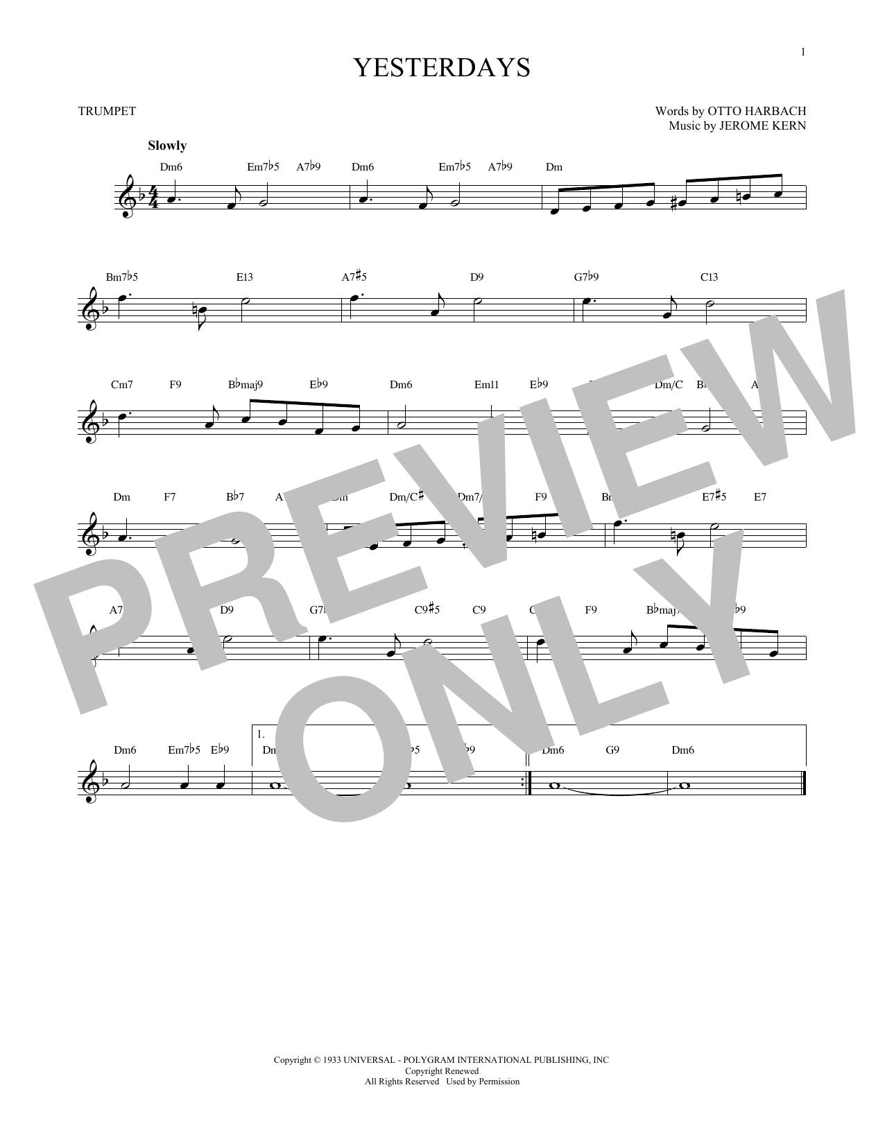 Product gallery: Page 1 of 1 Yesterdays, Jerome Kern