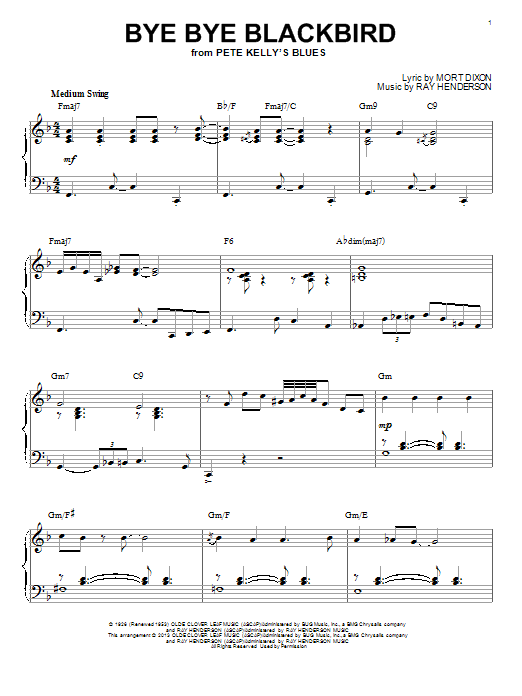 Product picture to: Bye Bye Blackbird [Jazz version] (arr. Brent Edstrom)