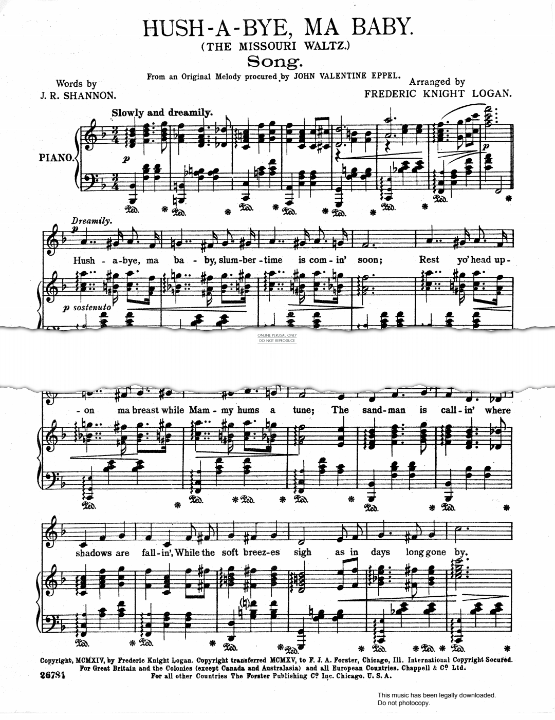 Produktbild zu: Hush-A-Bye, Ma Baby (The Missouri Waltz)