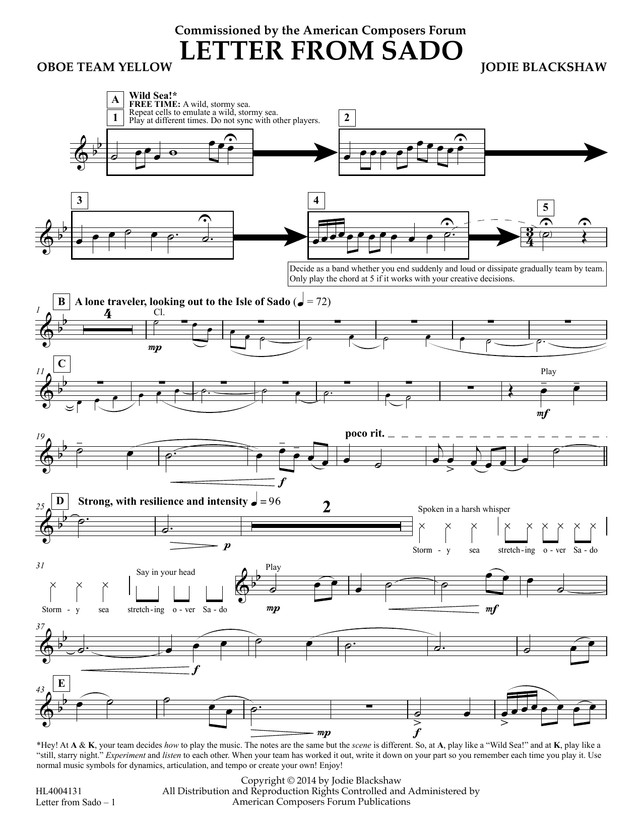 Product picture to: Letter from Sado - Oboe Team Yellow