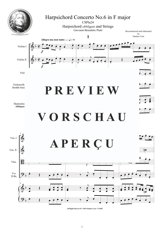 Produktgalerie: Seite 2 von 11 Cembalo Konzert Nr. 6 in F-Dur, , Cembalo und Streichorchester