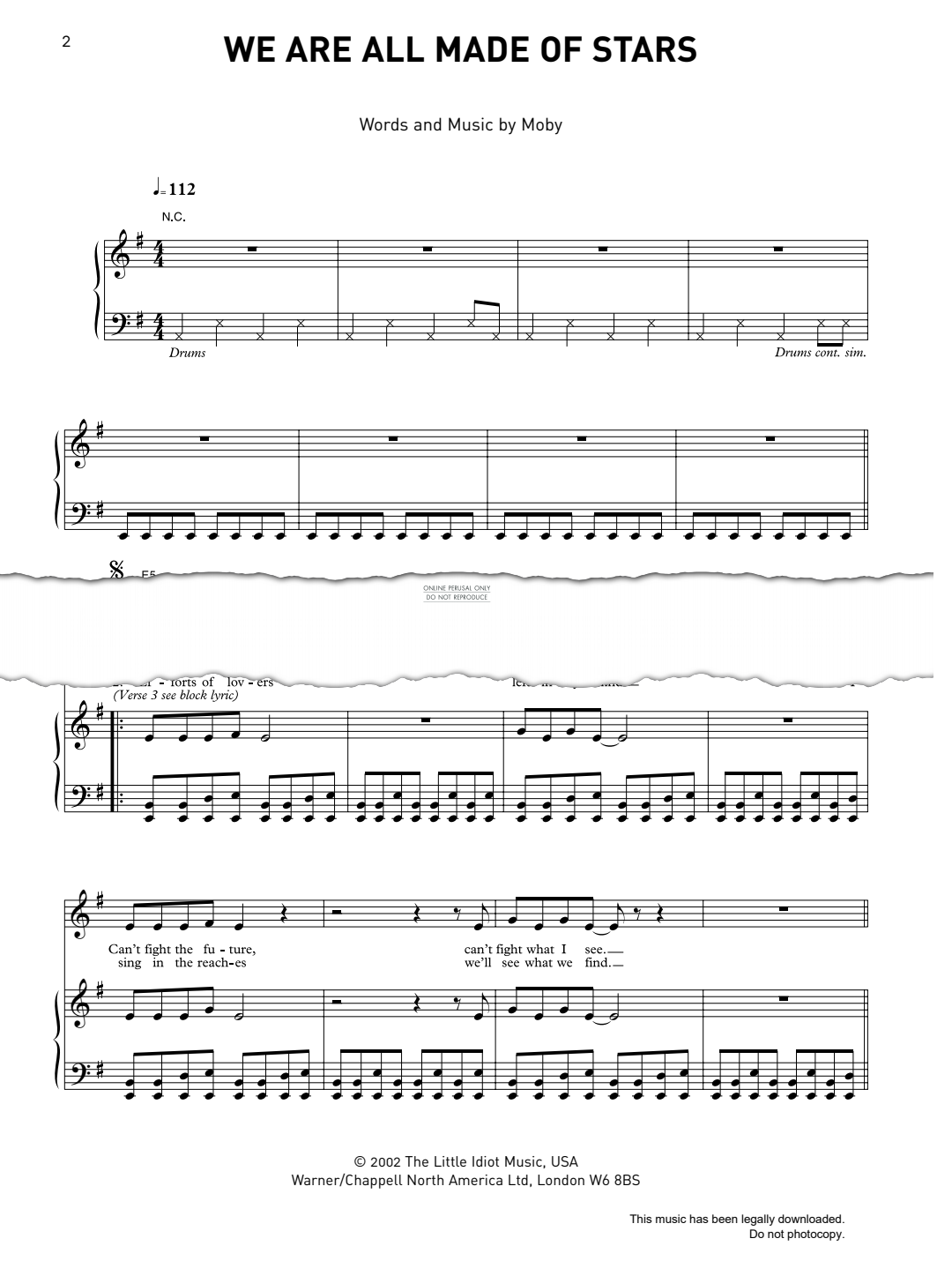 Produktgalerie: Seite 1 von 1 We Are All Made Of Stars, Moby, Gesang, Gitarre, Klavier
