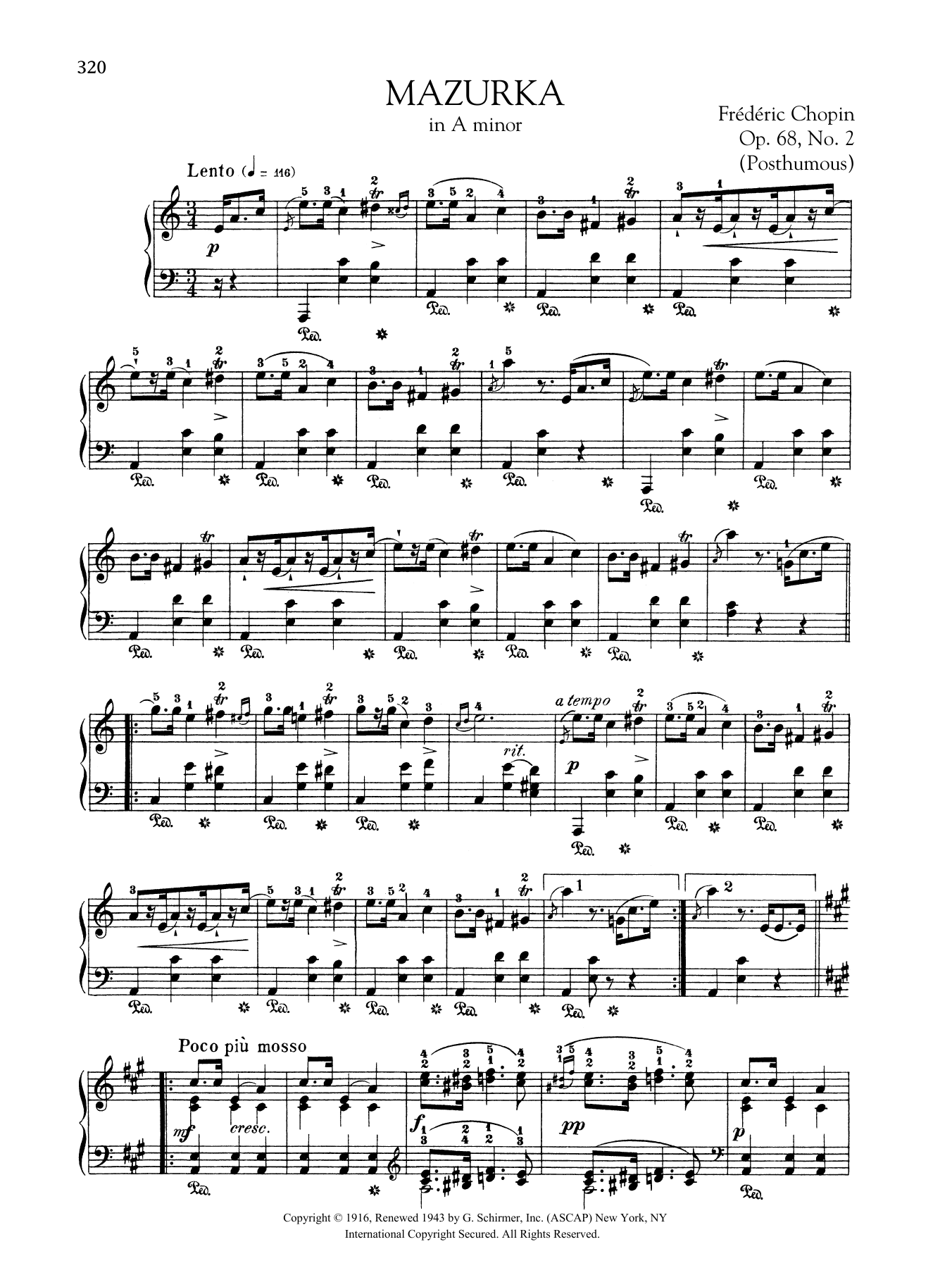 Product gallery: Page 1 of 1 Mazurka in A minor, Op. 68, No. 2 (Posthumous), Frédéric Chopin