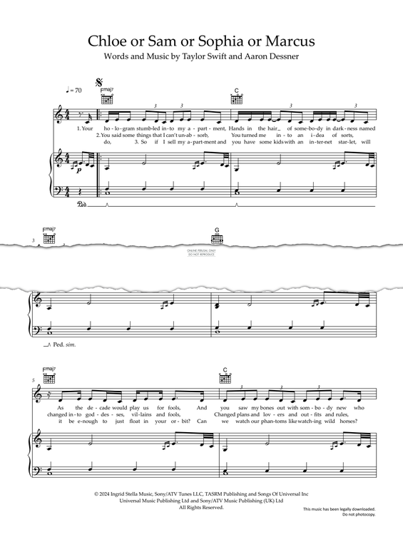 Produktgalerie: Seite 1 von 1 Chloe Or Sam Or Sophia Or Marcus, Taylor Swift, Gesang, Gitarre, Klavier