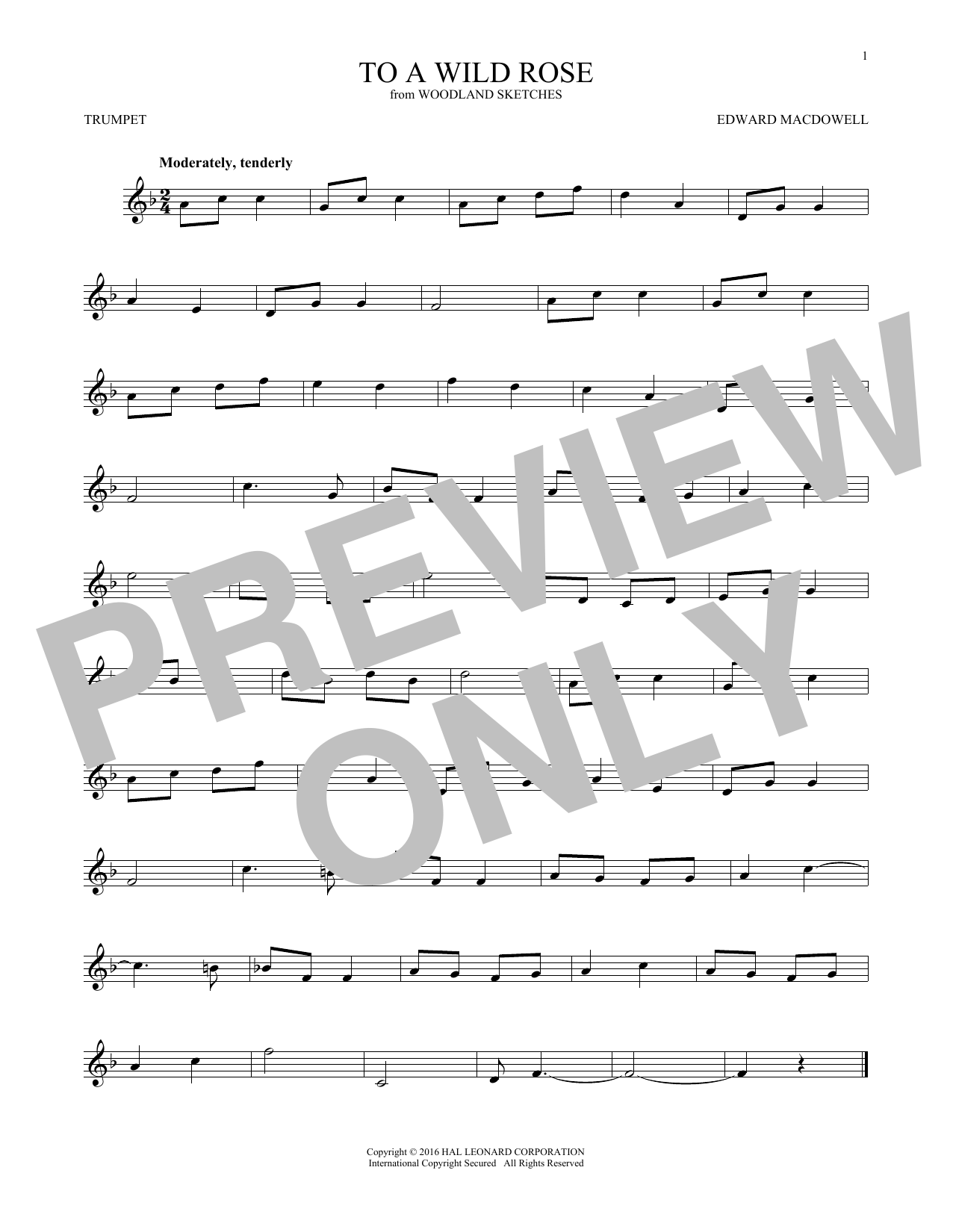 Produktgalerie: Seite 1 von 1 To A Wild Rose, Op. 51, No. 1, Edward MacDowell, Trompete
