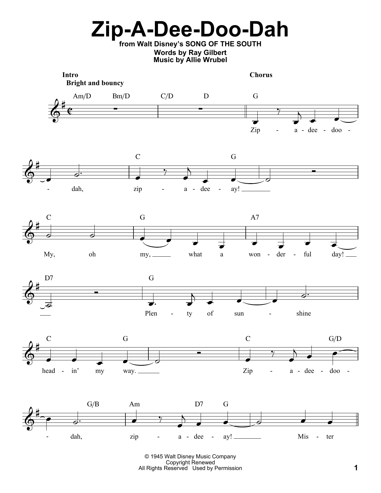 Produktbild zu: Zip-A-Dee-Doo-Dah (from Song Of The South)