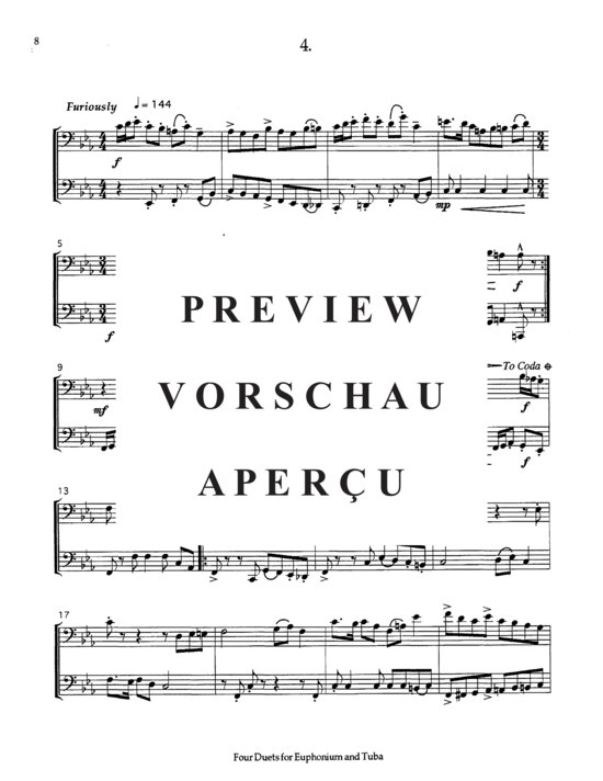 Produktgalerie: Seite 20 von 21 Four Duets , , (Tuba Duett ET oder Posaune und Tuba)
