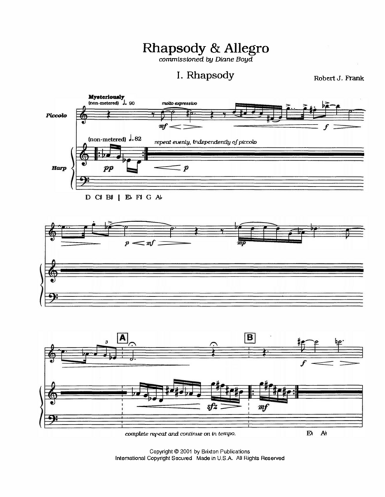Produktbild zu: Rhapsody and Allegro Robert Frank