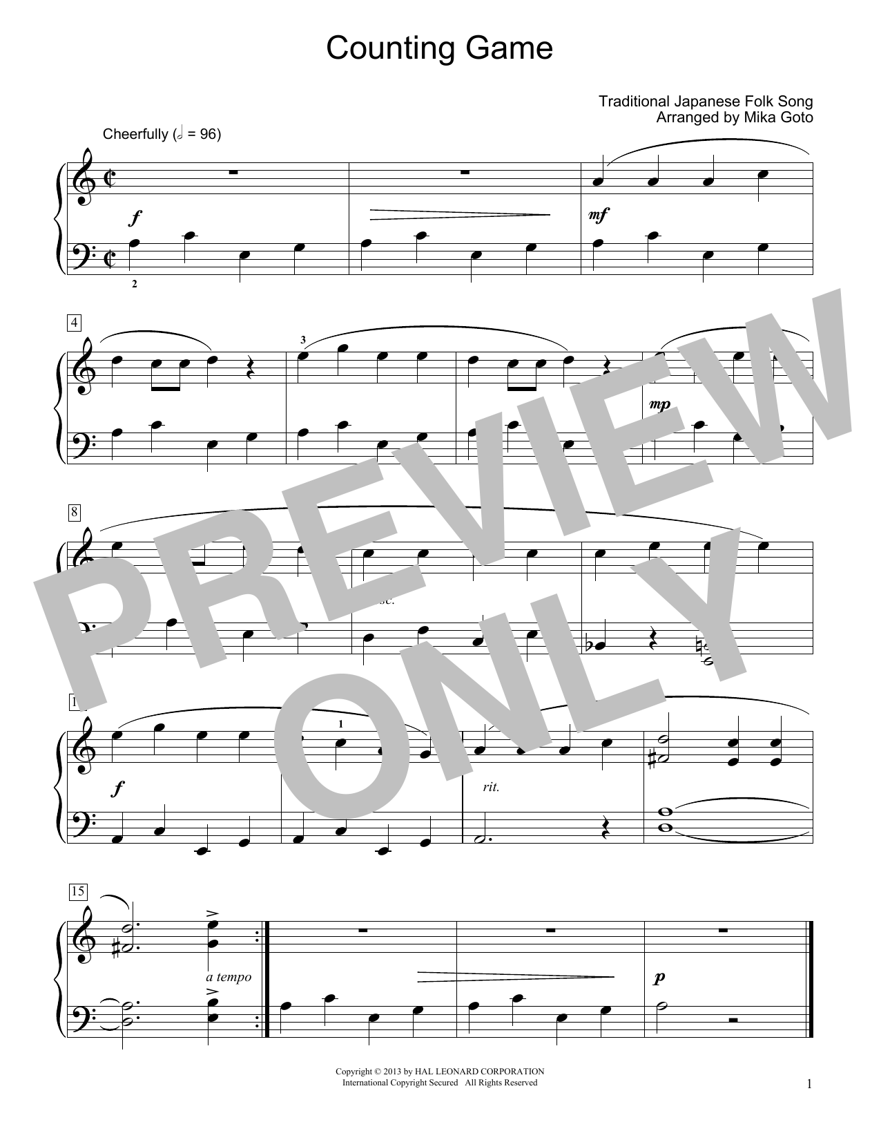 Product picture to: Counting Game (arr. Mika Goto)