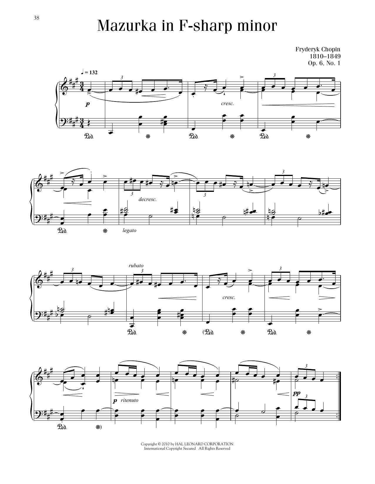 Product picture to: Mazurka, Op. 6, No. 1