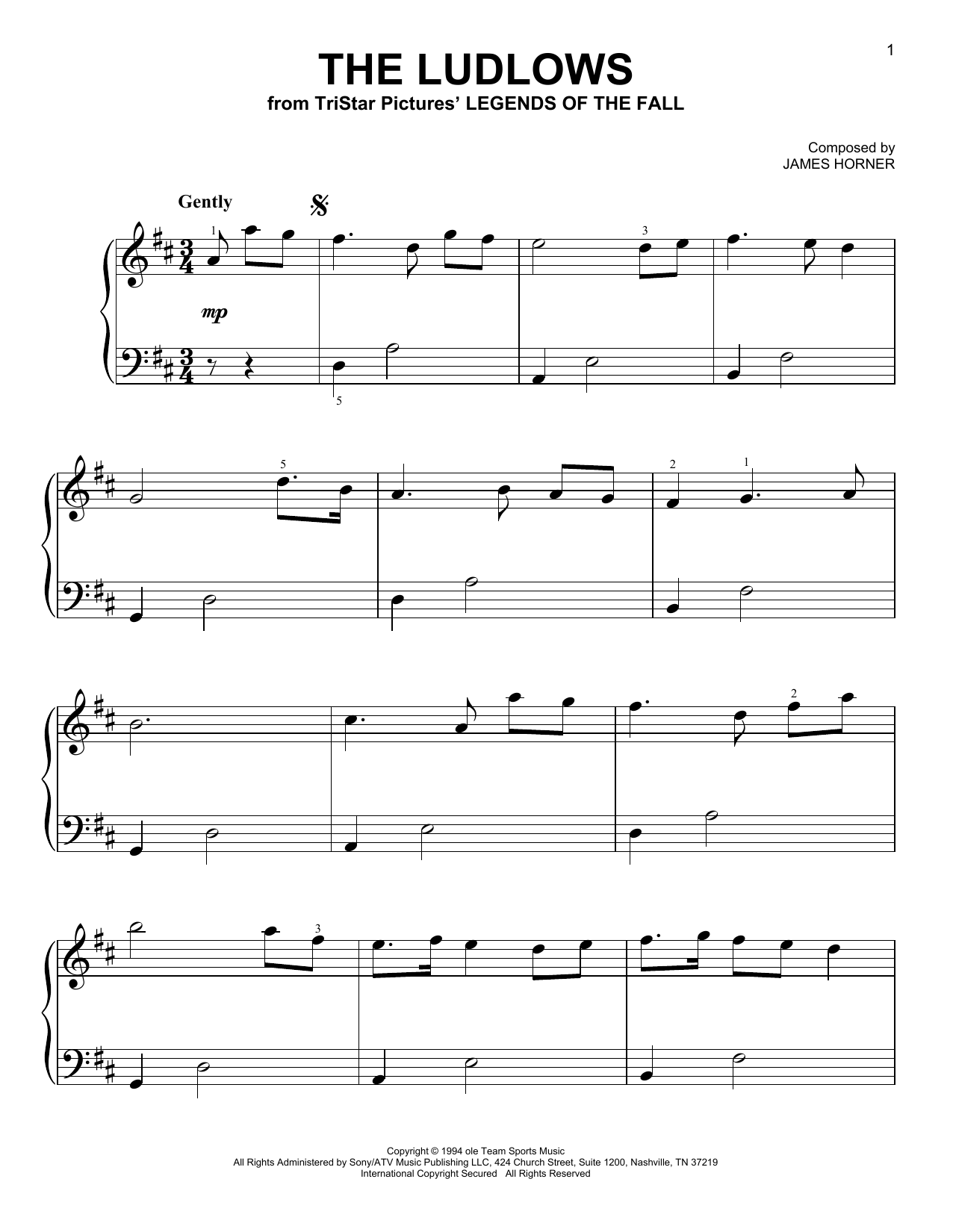 Product gallery: Page 1 of 1 The Ludlows (from Legends of the Fall), James Horner