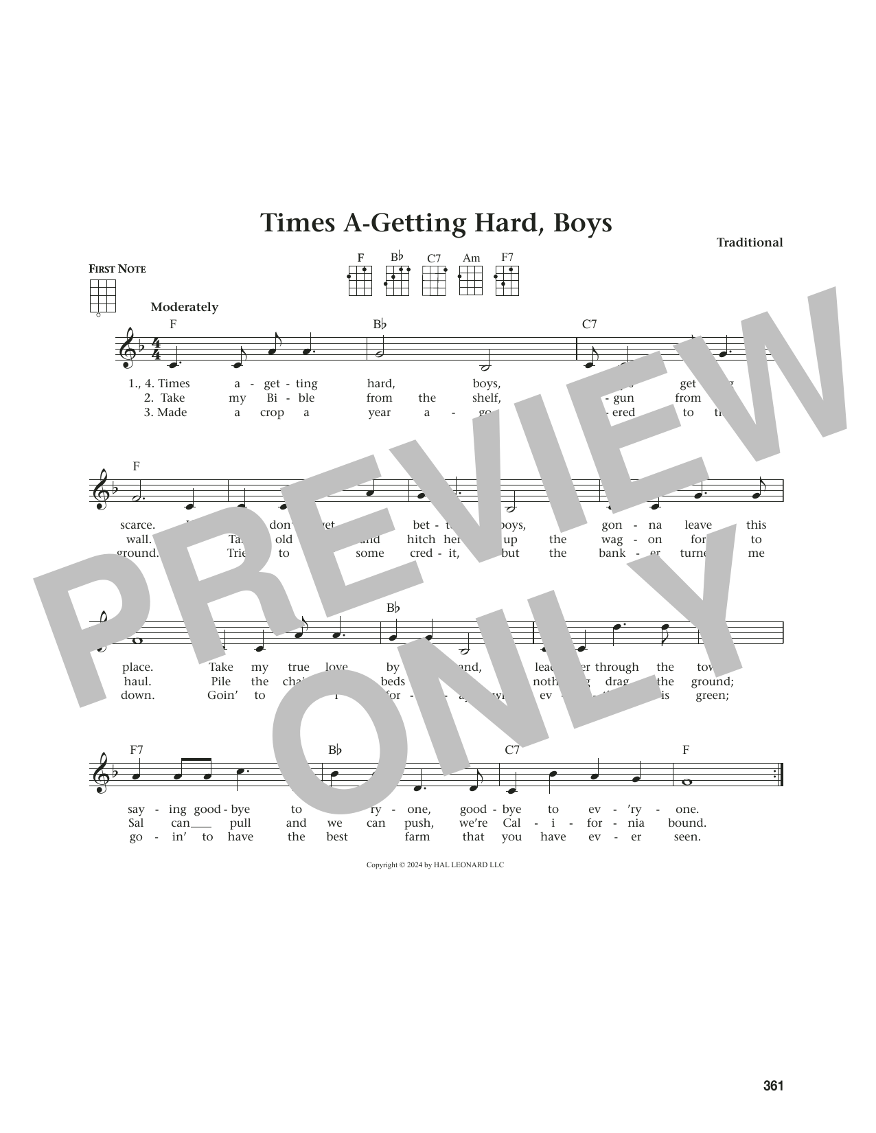Produktgalerie: Seite 1 von 1 Times A-Getting Hard, Boys (from The Daily Ukulele) (arr. Jim Beloff), Traditional, Ukulele