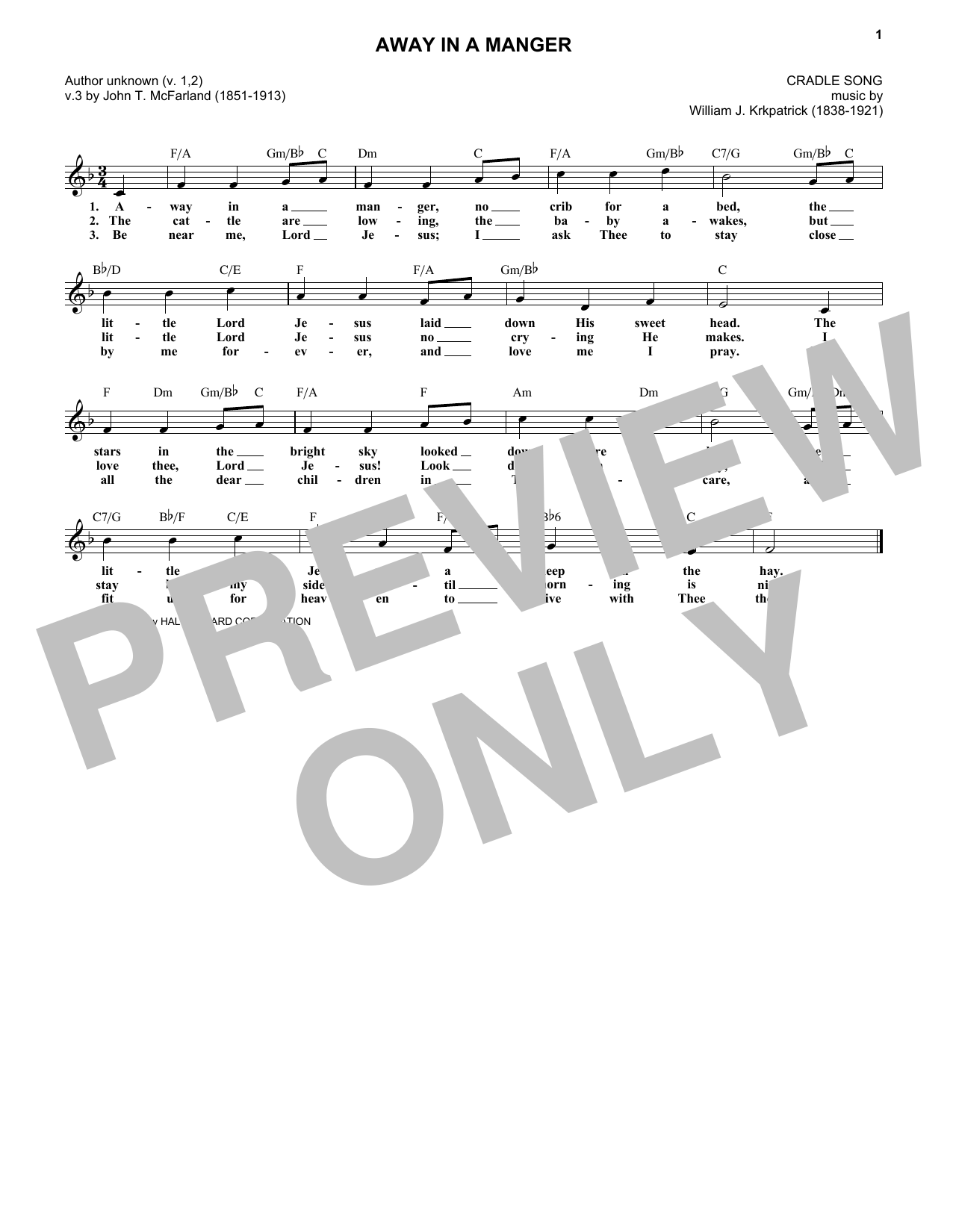 Product gallery: Page 1 of 1 Away In A Manger, William J. Kirkpatrick