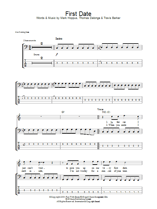 Produktgalerie: Seite 1 von 1 First Date, Blink-182, E-Bass