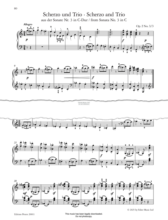 Produktgalerie: Seite 1 von 1 Scherzo and Trio (from Sonata No. 3, Op. 2 No. 3), Ludwig van Beethoven, Klavier