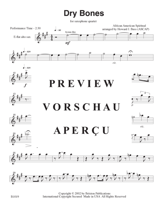 Product gallery: Page 10 of 15 Dry Bones , , (4 saxophone quartet SATB)